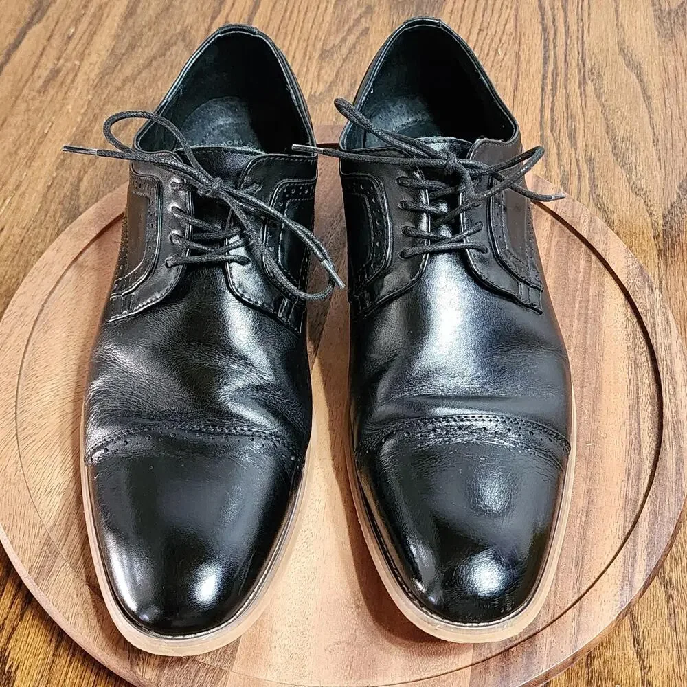 Stacy Adams Dress Shoes Mens Size 11 Black Leather Cap Toe Derby Memory Foam